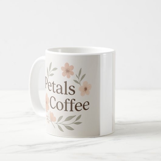 Pétales et café Mug florale (Devant gauche)