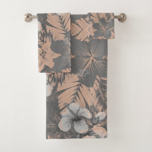 Pétales et feuilles d'hibiscus Teintes grises bleu