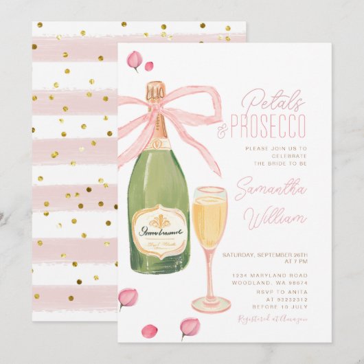 Pétales et parquet Fête des mariées Invitation Bru (Devant / Derrière)