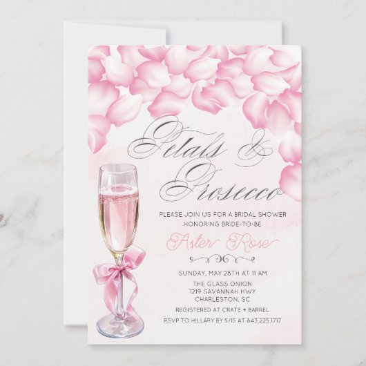 Pétales et Procuco Invitation à la douche nuptiale (Devant)