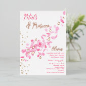 Pétales et Procuco Pink Douche nuptiale Invitation (Debout devant)