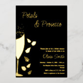 Pétales et Prosecco Black Gold Elegant Invitation (Recto)