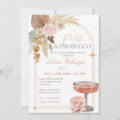 Pétales et Prosecco Boho Invitation de la douche n (Devant)