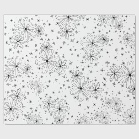 Pétales flottants – Papier cadeau à colorier (Plat)
