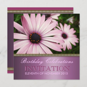 Pétales roses Fleur Anniversaire Invitation