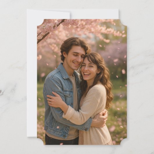 Pétales roses romantiques Faire-part de mariage av (Dos)