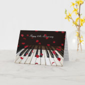 Pétales roses sur Piano 25e Anniversaire Carte (Fleur jaune)