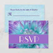Pétales violets et bleu dahlia Mariage RSVP (Devant / Derrière)