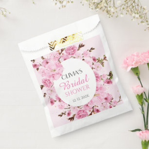 Petals and Prosecco Pink Floral Bridal Shower Bedankzakje