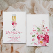 Petals and Prosecco Pink Floral Bridal Shower Kaart