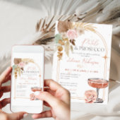 Petals en Prosecco Boho Bridal Shower Uitnodiging