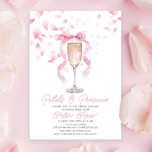 Petals en Prosecco Bridal Shower Uitnodiging