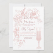 Petals en Prosecco bruids douche uitnodiging (Voorkant)