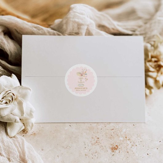 Petals en Prosecco Bruiloft Douche Favor Ronde Sticker