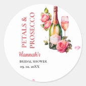 Petals En Prosecco Bruiloftsfeest Ronde Sticker (Voorkant)