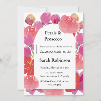 Petals en Prosecco Floral Summer Vrijgezellenfeest Kaart