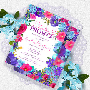 Petals en Prosecco Summer Floral Vrijgezellenfeest Kaart