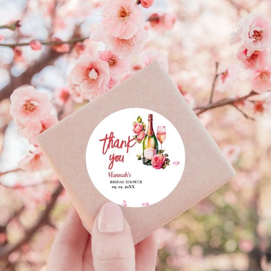 Petals en Prosecco Vrijgezellenfeest Dank u Ronde Sticker