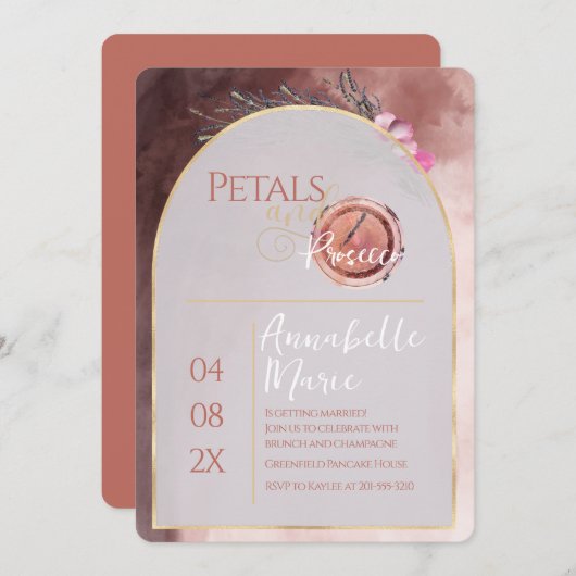 Petals en Prosecco Wedding Shower Save The Date (Voorkant / Achterkant)