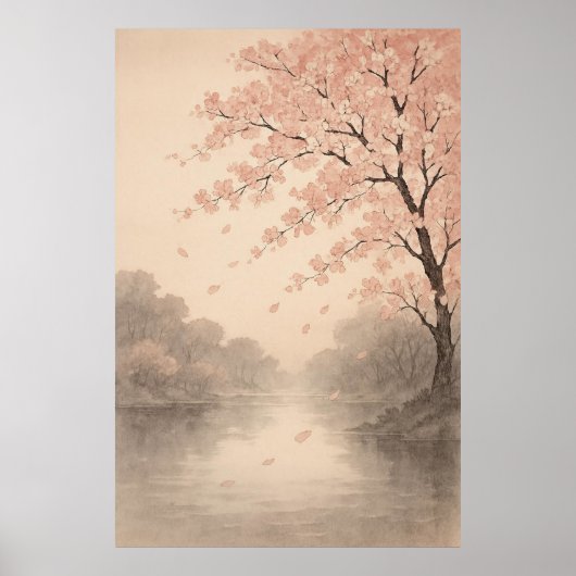 Petals on the River Springtime Serenity Poster (Voorkant)