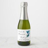 Petals & Prosecco Blauwe Bloem Bruidscadeau  Sparkling Wijnetiket (Voorkant)