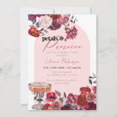 Petals & Prosecco Bloemen Bruidsdouche Uitnodiging (Voorkant)