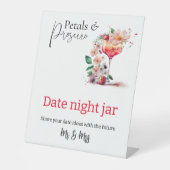 Petals Prosecco Bloemen Vrijgezellenfeest Datum Ad Reclamebord Met Voetstuk (Voorkant)