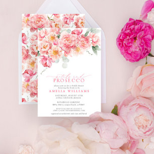 Petals & Prosecco Bloemenroze Vrijgezellenfeest Kaart