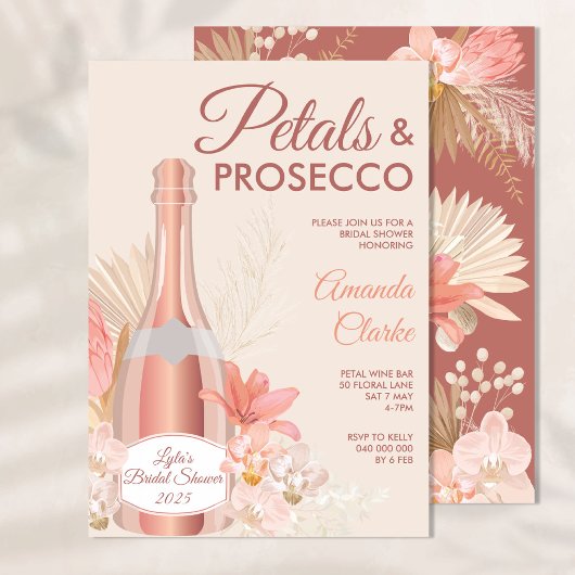 Petals & Prosecco Boho Bruids Douche Uitnodiging