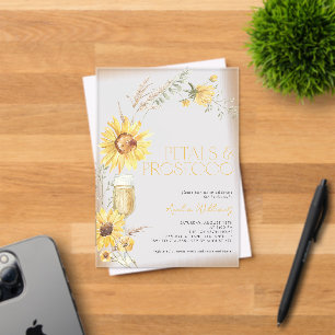 Petals & Prosecco Boho Zonnebloem Vrijgezellenfees Acryl Uitnodigingen
