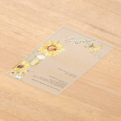 Petals & Prosecco Boho Zonnebloem Vrijgezellenfees Acryl Uitnodigingen (Laagn)