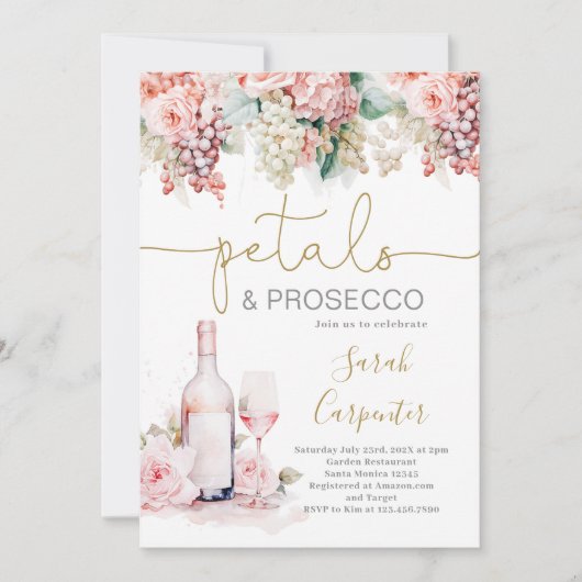 Petals Prosecco Bridal Shower uitnodiging (Voorkant)