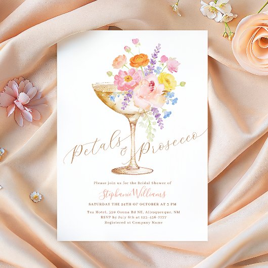 Petals & Prosecco Floral Bridal Shower Invitation
