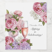 Petals & prosecco floral wijn etiket (Enkel label)