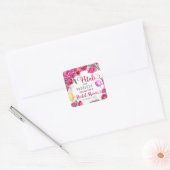 Petals & Prosecco Heet Roze Bloemen Vrijgezellenfe Vierkante Sticker (Envelop)