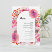 Petals & Prosecco Menu Bright Floral Arch Design (Staand voorkant)