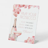 Petals & Prosecco Mimosa Bar Vrijgezellenfeest Reclamebord Met Voetstuk (Voorkant)