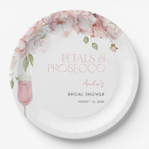 Petals & Prosecco Modern Roze Bloemen Vrijgezellen Papieren Bordje