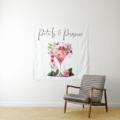 Petals Prosecco Pink Floral Vrijgezellenfeest Welk Wandkleed (In situ)