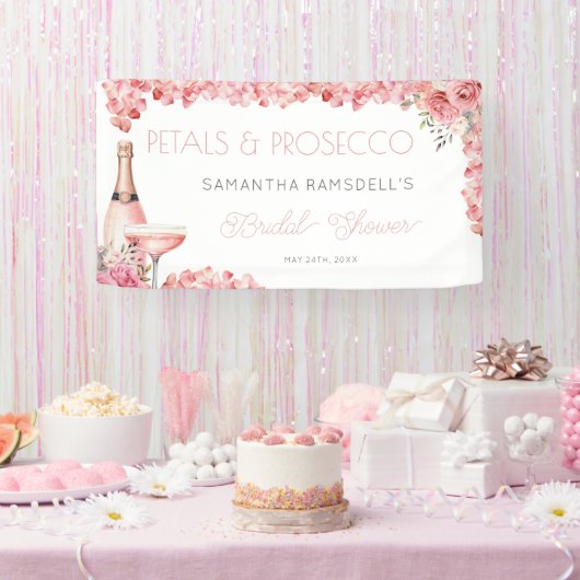Petals & Prosecco Roos Roze Bubble Spandoek (Feest)