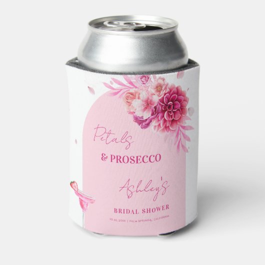 Petals Prosecco Roze Bloemige Bruiloft Favor Blikjeskoeler (Blikje Achterkant)
