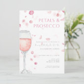 Petals & Prosecco Roze Bridal Shower Kaart (Staand voorkant)