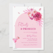 Petals & Prosecco Roze Script Bloemen Vrijgezellen Kaart (Voorkant)