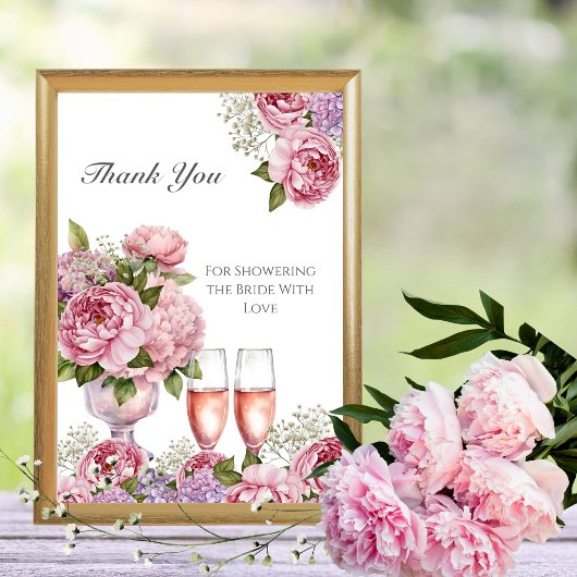 Petals & Prosecco "Thank You" Sign Kaart