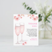 Petals & Prosecco Vrijgezellenfeest Dank u kaart (Staand voorkant)
