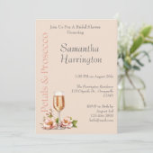 Petals & Prosecco-Vrijgezellenfeest Kaart (Staand voorkant)