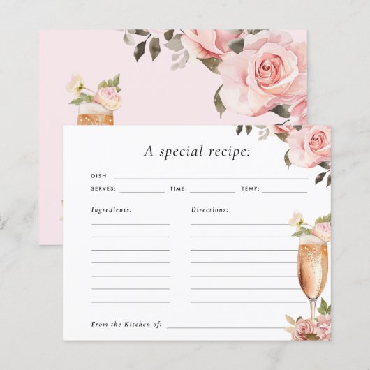 Petals & Prosecco Vrijgezellenfeest Recipcard (Voorkant / Achterkant)