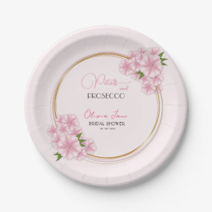 Petals & Prosecco Waterverf Roze Bloemenboog Papieren Bordje
