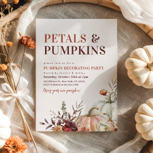 Petals & Pumpkins Halloween Meisjes Uitnodiging