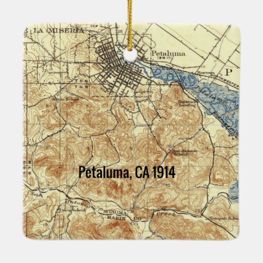 Petaluma CA map Keramisch Ornament (Achterkant)